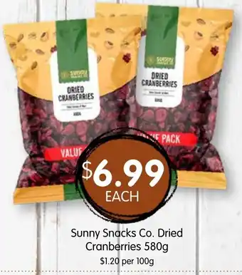 Spudshed Sunny Snacks Co. Dried Cranberries offer