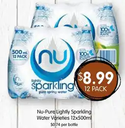 Spudshed Nu-Pure Lightly Sparkling Water Varieties offer