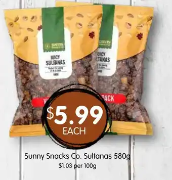 Spudshed Sunny Snacks Co. Sultanas offer