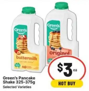 IGA Green's Pancake Shake offer