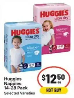 IGA Huggies Nappies 14-28 Pack Selected Varieties offer