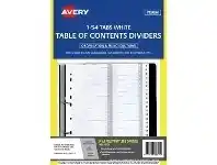Officeworks Avery Polypropylene A4 Printed Tabs Dividers 1 -54 White offer