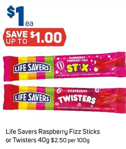 Foodland Life Savers Raspberry Fizz Sticks or Twisters offer