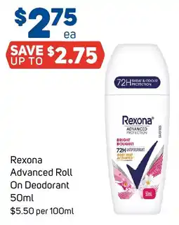 Foodland Rexona Advanced Roll On Deodorant offer