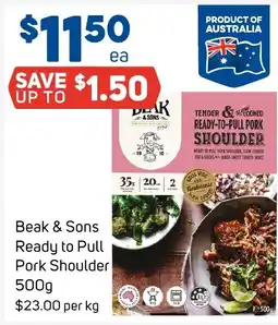 Foodland Beak & Sons Ready to Pull Pork Shoulder offer
