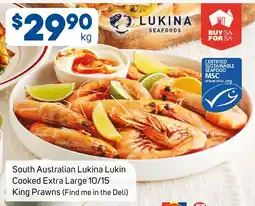 Foodland South Australian Lukina Lukin Cooked Extra Large 10/15 King Prawns offer