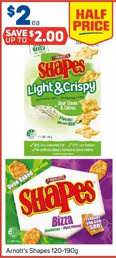 Foodland Arnott's Shapes Light & Crispy Sour Cream & Chives offer