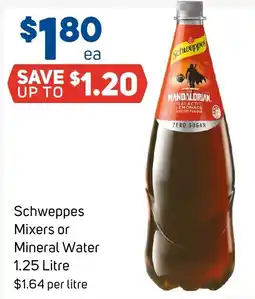 Foodland Schweppes Mixers or Mineral Water offer