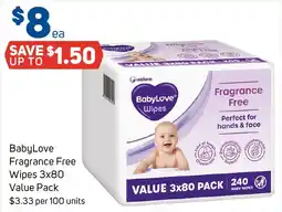 Foodland BabyLove Fragrance Free Wipes offer