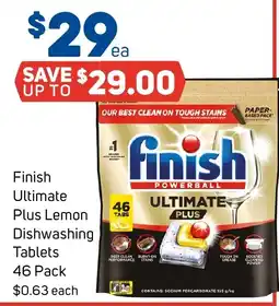 Foodland Finish Ultimate Plus Lemon Dishwashing Tablets offer
