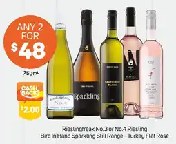 Foodland Rieslingfreak No.3 or No.4 Riesling Bird In Hand Sparkling Still Range - Turkey Flat Rosé offer