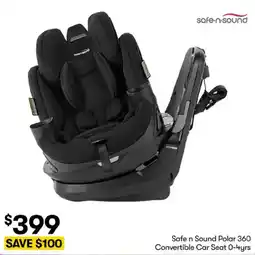BIG W Safe n Sound Polar 360 Convertible Car Seat 0-4yrs offer