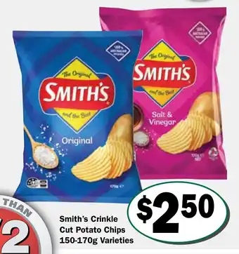 Friendly Grocer Smith's Crinkle Cut Potato Chips Varieties offer
