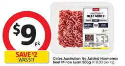 Coles Coles Australian No Added Hormones Beef Mince Lean offer