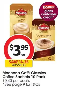 Coles Moccona Café Classics Coffee Sachets 10 Pack offer