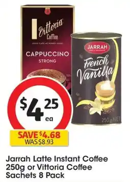 Coles Jarrah Latte Instant Coffee or Vittoria Coffee Sachets 8 Pack offer