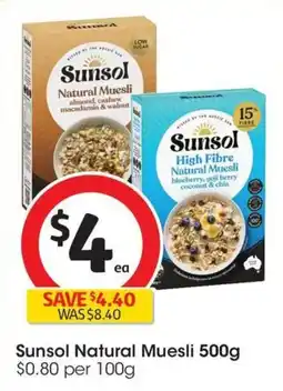 Coles Sunsol Natural Muesli offer