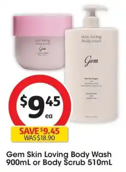 Coles Gem Skin Loving Body Wash or Body Scrub offer