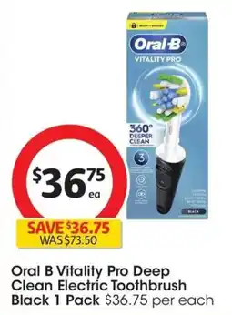 Coles Oral B Vitality Pro Deep Clean Electric Toothbrush Black 1 Pack offer