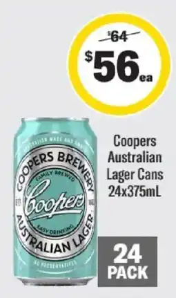 Liquorland Coopers Australian Lager Cans offer