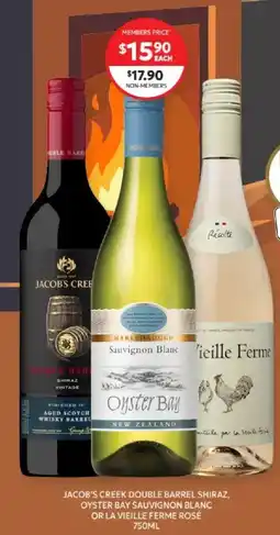 Harry Brown Jacob's Creek Double Barrel Shiraz, Oyster Bay Sauvignon Blanc or La Vieille Ferme Rosé offer