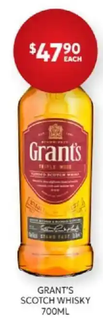 Harry Brown Grant's Scotch Whisky offer