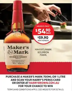 Harry Brown Maker's Mark Bourbon Whisky offer