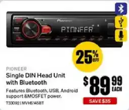 SuperCheap Auto Pioneer Single DIN Head Unit with Bluetooth offer
