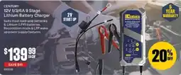 SuperCheap Auto Century 12V 1/3/6A 9 Stage Lithium Battery Charger offer