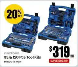 SuperCheap Auto Kincrome 85 & 120 Pce Tool Kits offer