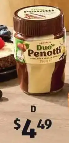 ALDI Duo Penotti Hazelnut & Vanilla Spread offer