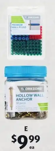 ALDI Assorted Wall Anchors or Plugs offer