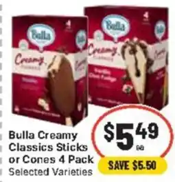CORNETTS Bulla Creamy Classics Sticks or Cones offer