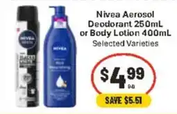CORNETTS Nivea Aerosol Deodorant or Body Lotion offer