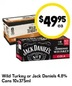 Drakes Wild Turkey or Jack Daniels 4.8% Cans offer