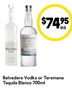 Drakes Belvedere Vodka or Teremana Tequila Blanco offer