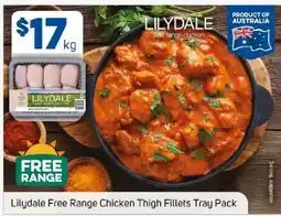 Foodland Lilydale Free Range Chicken Thigh Fillets Tray Pack offer
