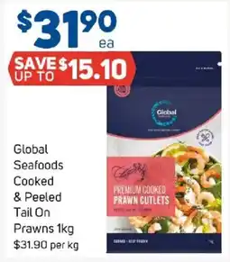 Foodland Global Seafoods Cooked & Peeled Tail On Prawns offer