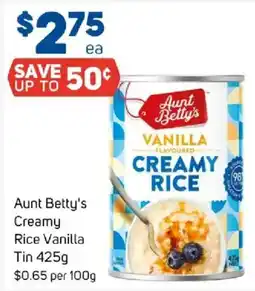 Foodland Aunt Betty's Creamy Rice Vanilla offer