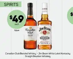 Foodland Canadian Club Blended Whisky - Jim Beam White Label Kentucky Straight Bourbon Whiskey offer