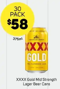 Foodland XXXX Gold Mid Strength Lager Beer Cans offer