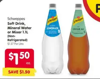 Spar Schweppes Soft Drink, Mineral Water or Mixer offer