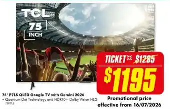 The Good Guys TCL 75 INCH offer