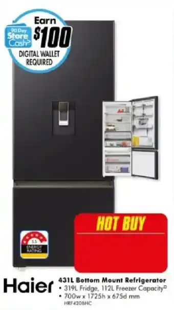 The Good Guys Haier 431L Bottom Mount Refrigerator offer