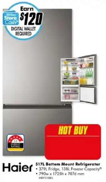 The Good Guys Haier 517L Bottom Mount Refrigerator offer