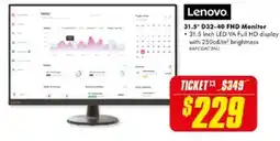 The Good Guys Lenovo 31.5" D32-40 FHD Monitor offer