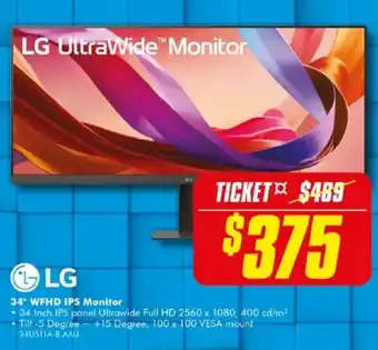 The Good Guys LG UltraWide Monitor offer