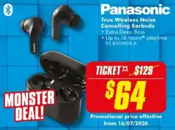 The Good Guys Panasonic True Wireless Noise Cancelling Earbuds offer