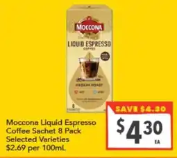 Supa Valu Moccona Liquid Espresso Coffee Sachet offer