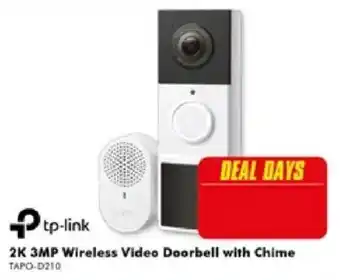 The Good Guys tp-link 2K 3MP Wireless Video Doorbell with Chime offer